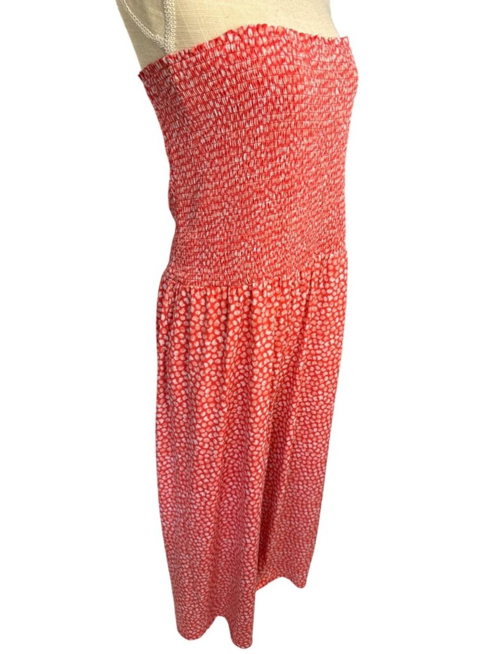 Michael Kors Strapless Smocked Coral & White Jumpsuit Summer Beachwear XL - Picture 3 of 9